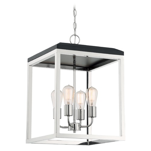 Satco Lighting Cakewalk Polished Nickel & Black Accents Pendant by Satco Lighting 60/7094