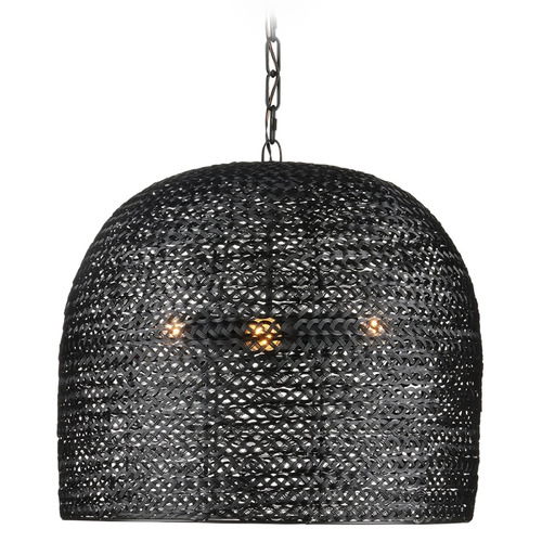 Currey and Company Lighting Currey and Company Piero Satin Black Pendant Light with Bowl / Dome Shade 9000-0961