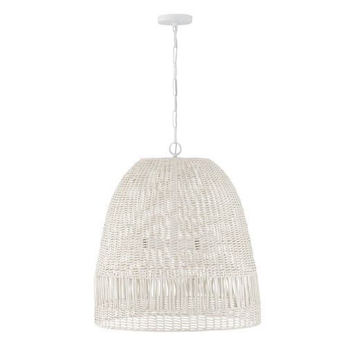 Naomi Large Rattan Pendant in Chalk White by Capital Lighting