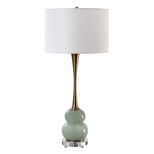 The Uttermost Company Sanctuary Green Table Lamp with Drum Shade