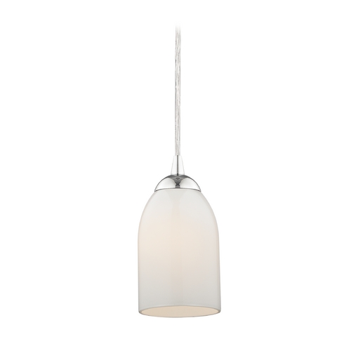 Design Classics Lighting Chrome Mini-Pendant Light with Opal White Glass 582-26 GL1024D