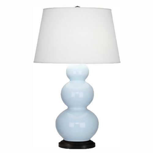 Robert Abbey Lighting Triple Gourd Baby Blue / Deep Patina Bronze Table Lamp with Empire Shade
