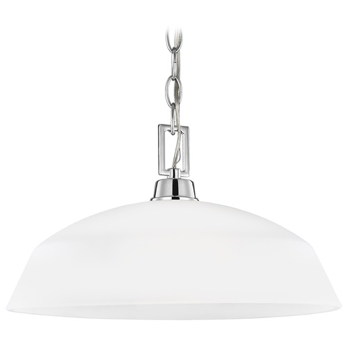 Generation Lighting Kerrville Chrome Pendant Light with Bowl / Dome Shade 6515201-05