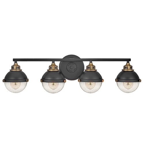 Fletcher 4-Light Vanity Light in Black & Brass by Hinkley Lighting