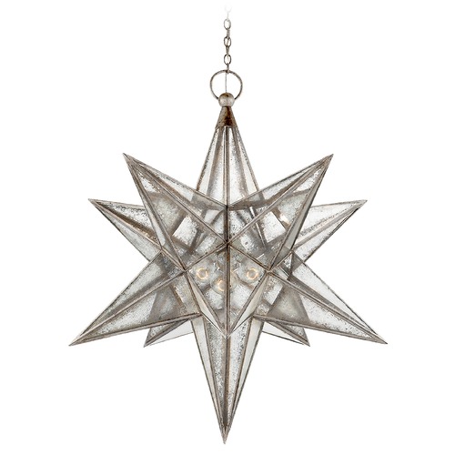 Visual Comfort Signature Collection E.F. Chapman Moravian Star Lantern in Silver Leaf by Visual Comfort Signature CHC5213BSLAM