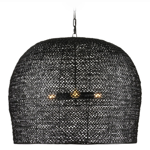 Currey and Company Lighting Currey and Company Piero Satin Black Pendant Light with Bowl / Dome Shade 9000-0962