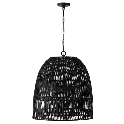 Naomi Large Rattan Pendant in Matte Black by Capital Lighting