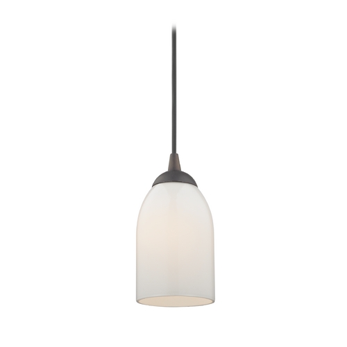 Design Classics Lighting Bronze Mini-Pendant Light with Opal White Glass 582-220 GL1024D