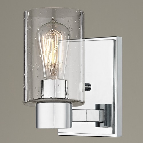 Seeded Clear Glass Sconce Chrome