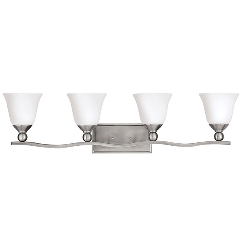 Hinkley Bathroom Light with White Glass in Brushed Nickel Finish 5894BN