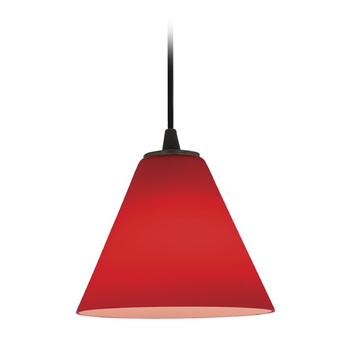 Access Lighting Access Lighting Martini Oil Rubbed Bronze LED Mini-Pendant Light with Conical Shade 28004-4C-ORB/RED