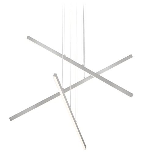 Modern Brushed Nickel LED Multi-Light Pendant with Frosted Shade 3000K 7200LM by Kuzco Lighting