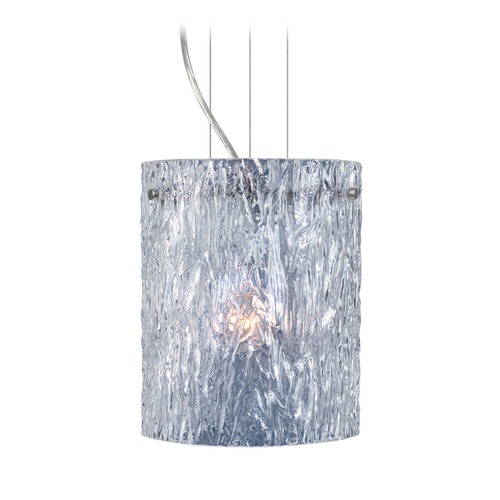 Besa Lighting Tamburo Satin Nickel LED Mini-Pendant Light with Cylindrical Shade