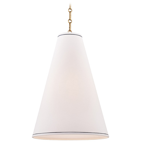 Hudson Valley Lighting Hudson Valley Lighting Worth Aged Brass Pendant Light with Conical Shade 3916-AGB