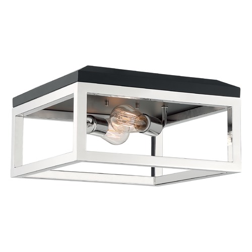 Satco Lighting Cakewalk Polished Nickel & Black Accents Flush Mount by Satco Lighting 60/7095