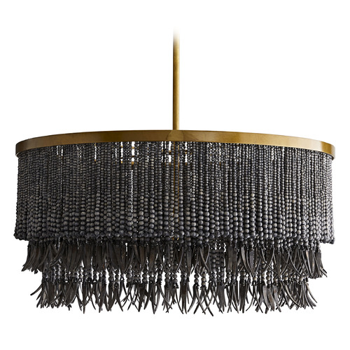Baja Chandelier in Gray Wash Coco Beads & Brass by Arteriors Home