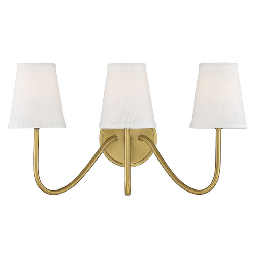 Meridian 11.25-Inch Triple Wall Sconce in Natural Brass by Meridian M90056NB