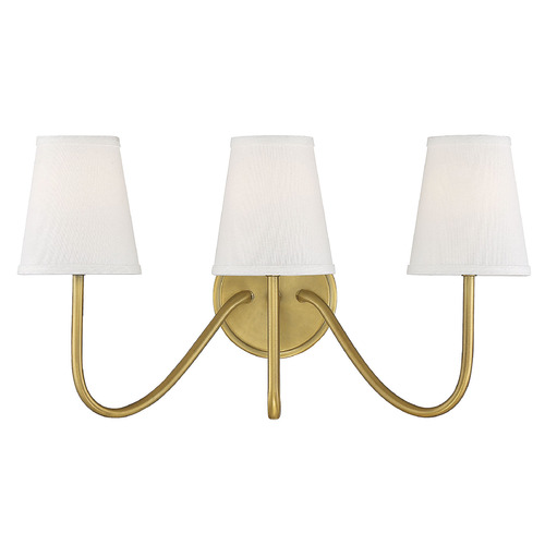 11.25-Inch Triple Wall Sconce in Natural Brass by Meridian
