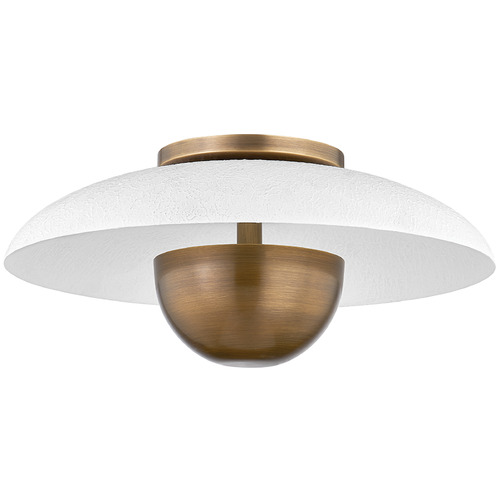 Troy Lighting Noah Patina Brass & Gesso White LED Semi-Flushmount Light