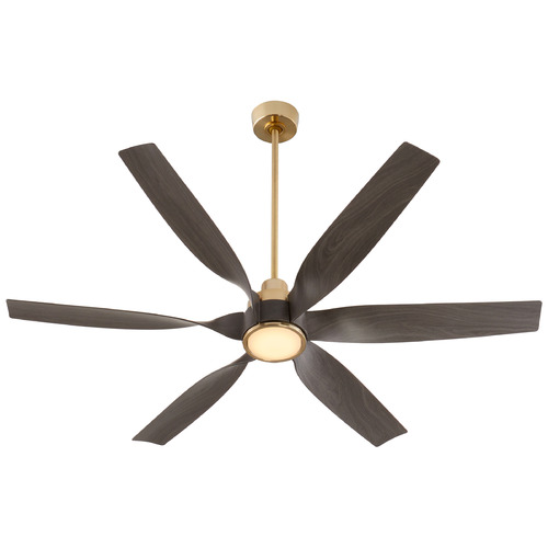 Kimbo Aged Brass LED Ceiling Fan by Quorum Lighting