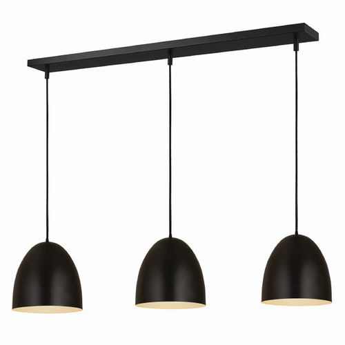 Z-Lite Z-Lite Z-Studio Satin Black Multi-Light Pendant with Bowl / Dome Shade 6012P12-3L-SBK