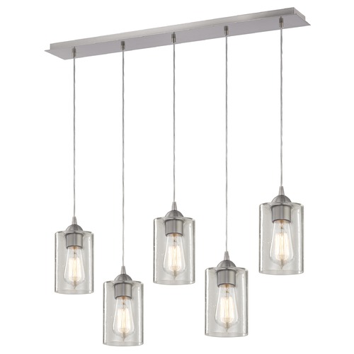 Design Classics Lighting 36-Inch Linear Pendant with 5-Lights in Satin Nickel Finish with Clear Seeded Glass 5835-09 GL1041C