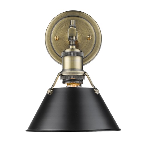 Golden Lighting Orwell Wall Sconce in Aged Brass & Black by Golden Lighting 3306-BA1 AB-BLK