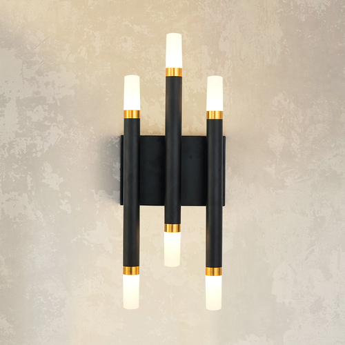 Kuzco Lighting Draven Black & Gold Brushed LED Sconce by Kuzco Lighting WS19707-BK