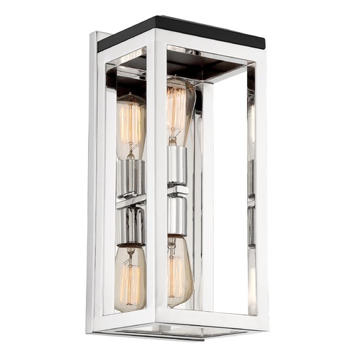 Cakewalk Polished Nickel & Black Accents Sconce by Satco Lighting