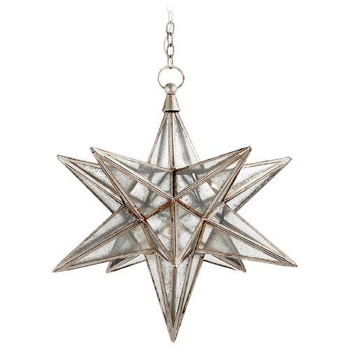 Visual Comfort Signature Collection E.F. Chapman Moravian Star Lantern in Silver Leaf by Visual Comfort Signature CHC5212BSLAM