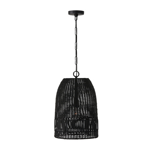 Capital Lighting Naomi Medium Rattan Pendant in Matte Black by Capital Lighting 347512MB