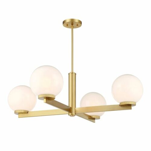 4-Light Chandelier in Natural Brass by Meridian