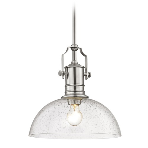 Design Classics Lighting Seeded Glass Pendant Light Satin Nickel 13-Inch Wide 1765-09 G1785-CS