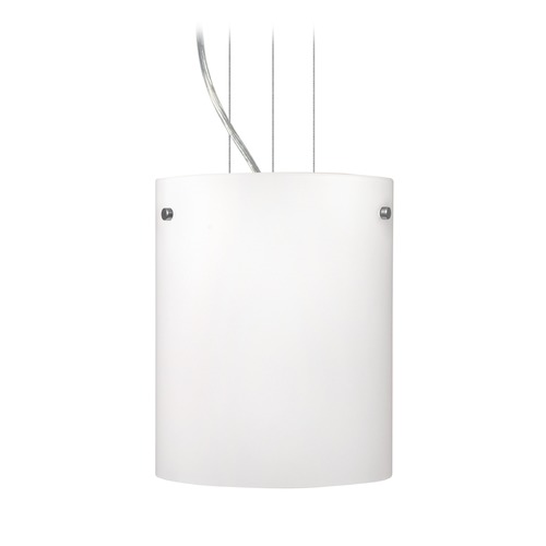 Besa Lighting Tamburo Satin Nickel LED Mini-Pendant Light with Drum Shade