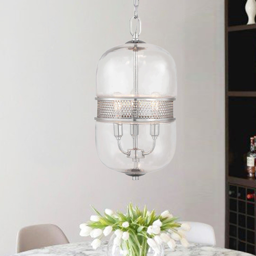 Progress Lighting Cayce Polished Chrome Pendant with Oblong Shade by Progress Lighting P500156-015