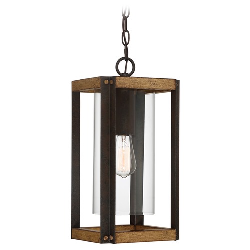 Quoizel Lighting Quoizel Lighting Marion Square Rustic Black with Painted Aged Walnut Wood Outdoor Hanging Light MSQ1909RK