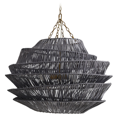 Arteriors Home Lighting Barton Pendant in Dark Gray Stained Raffia by Arteriors Home 45085