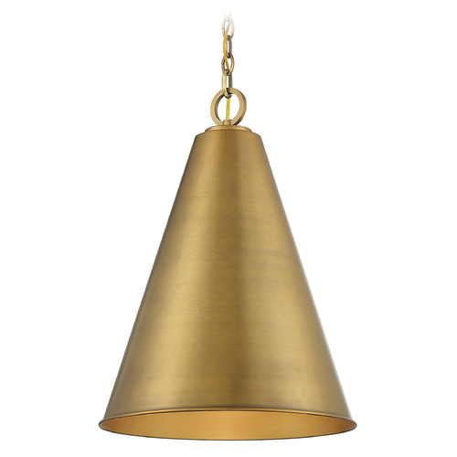 Meridian 18-Inch Conical Pendant in Natural Brass by Meridian M70112NB