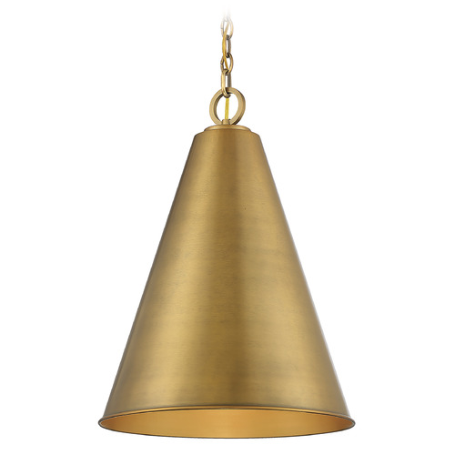 18-Inch Conical Pendant in Natural Brass by Meridian