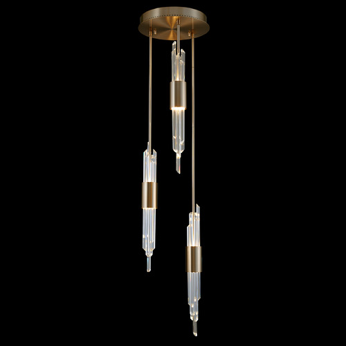 Allegri Lighting Allegri Crystal Lucca Brushed Champagne Gold LED Multi-Light Pendant 037951-038-FR001