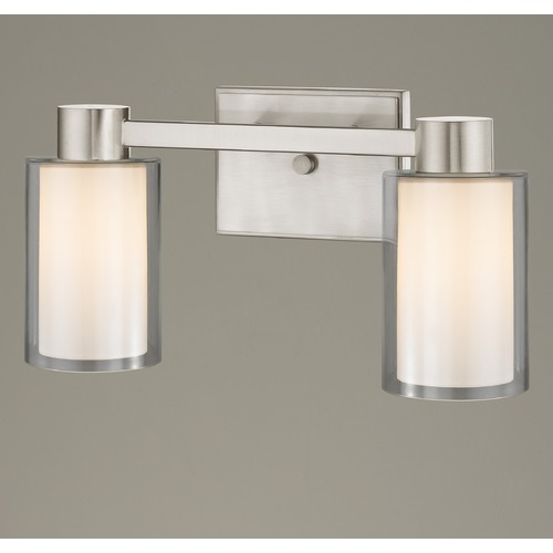 Design Classics Lighting 2-Light Frosted Glass Vanity Light Satin Nickel 2102-09 GL1061 GL1040C