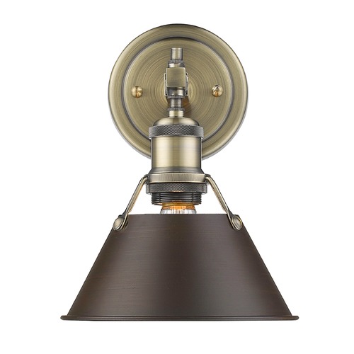 Golden Lighting Orwell Wall Sconce in Aged Brass & Rubbed Bronze by Golden Lighting 3306-BA1 AB-RBZ