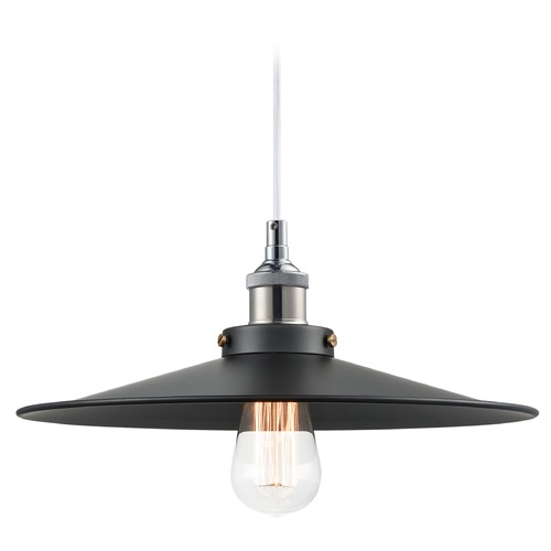 Matteo Lighting Bulstrodes Workshop Chrome & Black Pendant by Matteo Lighting C46113CHBK