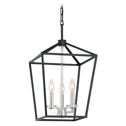 Storyteller Matte Black & Polished Nickel Accents Pendant by Satco Lighting