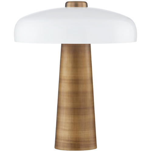 Troy Lighting Lush Patina Brass LED Table Lamp with Mushroom Shade