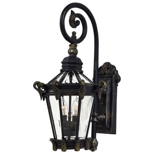 Outdoor Wall Light with Clear Glass in Heritage with Gold Highlights by Minka Lavery