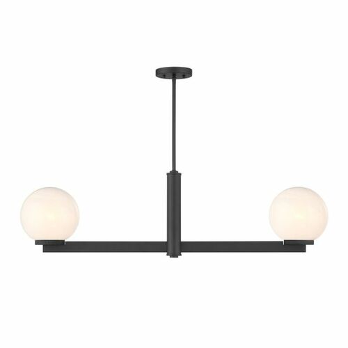 2-Light Linear Chandelier in Matte Black by Meridian