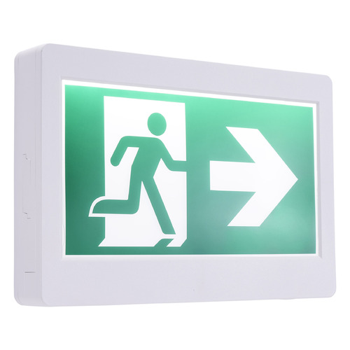 Satco Lighting White & Green LED Exit & Emergency Sign
