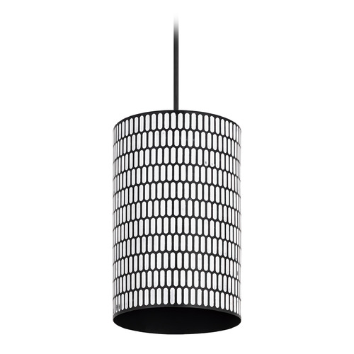 Maxim Lighting Maxim Lighting Shaka Black & White Mini-Pendant Light with Cylindrical Shade 29121BKWT