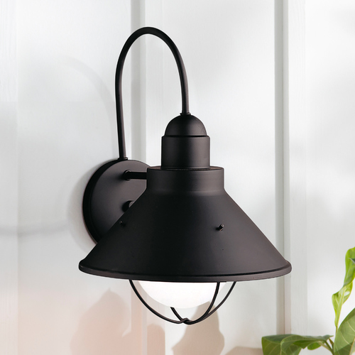 Seaside 14.25-Inch High Outdoor Wall Light in Black by Kichler Lighting